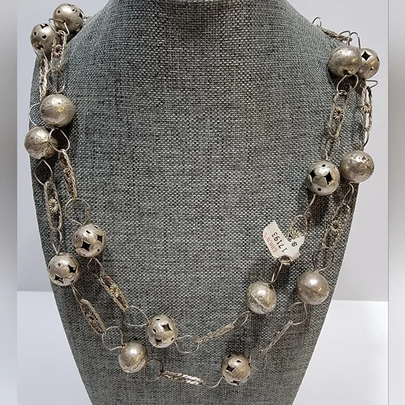 Chico's Jewelry Chicos Silver Tone Metal Round Plain Filigree